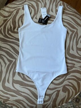 Express Women’s White Tank One-Piece Bodysuit (Lined) NWT